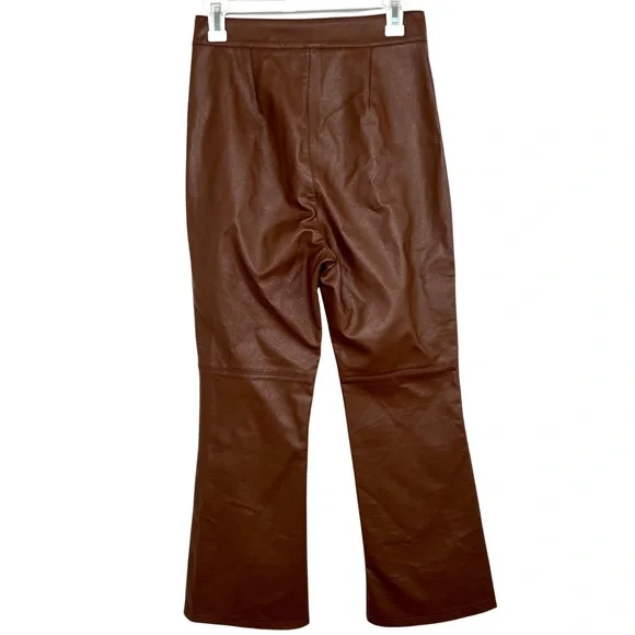 ❌SOLD❌ Free People | Sasha Vegan Kick Flare Pants; Faux Leather; Brown, Sz 6 - Picture 14 of 15